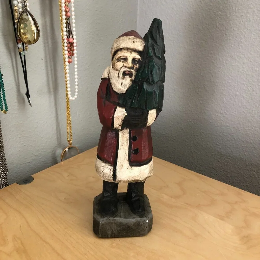 Vintage Belsnickle Chalkware Handpainted Folk Art Santa 10.5 Vaillancourt? Large